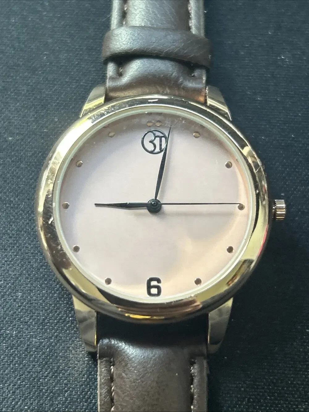 3T Rose Gold Tone Case Brown Band Women’s Quartz Watch